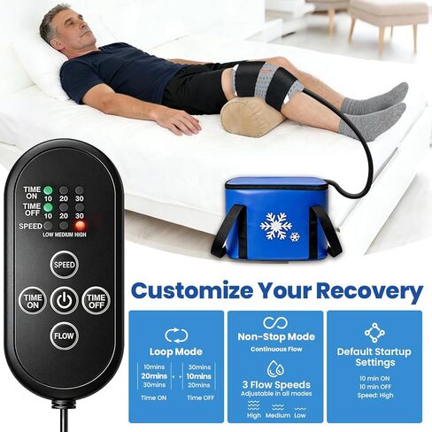 Ice Machine for Knee After Surgery with Inflatable Leg Elevation Pillow, Portable Cold Therapy Machine with Timer & Compression Pad for Hip and Knee Replacement Recovery in Saudi Arabia