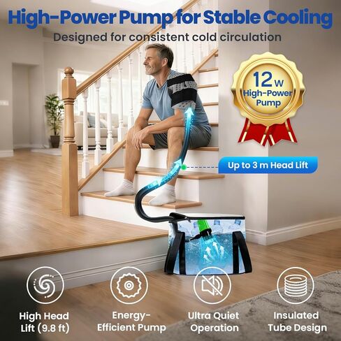 Ice Machine for Knee After Surgery with Inflatable Leg Elevation Pillow, Portable Cold Therapy Machine with Timer & Compression Pad for Hip and Knee Replacement Recovery in Saudi Arabia