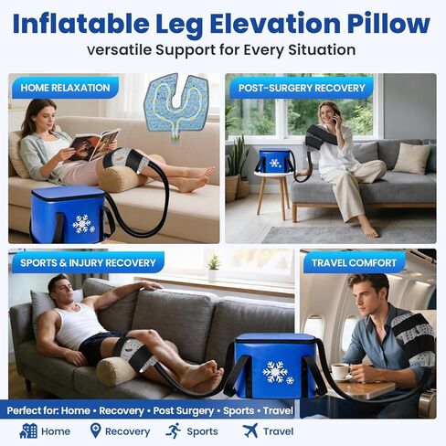 Ice Machine for Knee After Surgery with Inflatable Leg Elevation Pillow, Portable Cold Therapy Machine with Timer & Compression Pad for Hip and Knee Replacement Recovery in Saudi Arabia