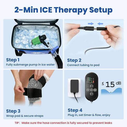 Ice Machine for Knee After Surgery with Inflatable Leg Elevation Pillow, Portable Cold Therapy Machine with Timer & Compression Pad for Hip and Knee Replacement Recovery in Saudi Arabia
