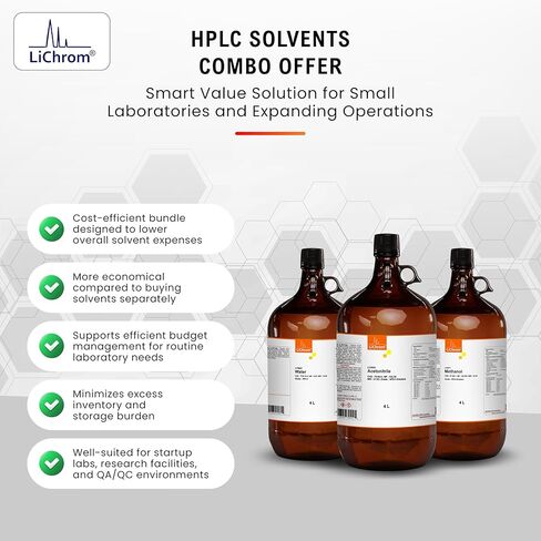 HPLC Mobile Phase Combo Offer LiChrom - 04, Case of 1X4L Acetonitrile HPLC, 2X4L Methanol HPLC and 1X4L Water HPLC in Saudi Arabia