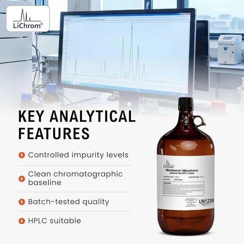 Methanol Absolute HPLC Grade, 4L from LiChrom – High Purity Laboratory Solvent for Chromatography, Analytical Testing & Research Applications | Ground Shipping Only in Saudi Arabia
