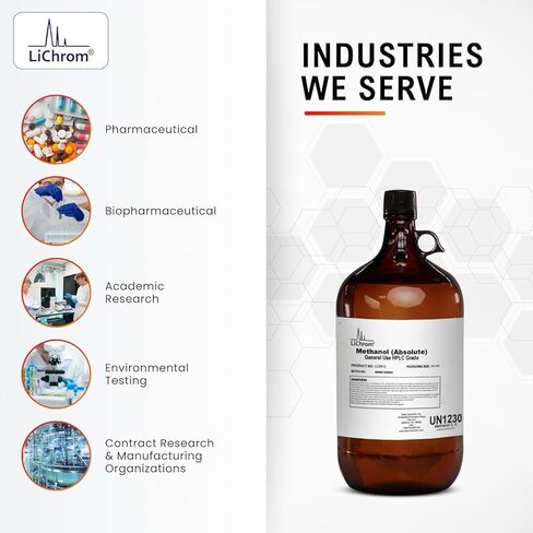 Methanol Absolute HPLC Grade, 4L from LiChrom – High Purity Laboratory Solvent for Chromatography, Analytical Testing & Research Applications | Ground Shipping Only in Saudi Arabia