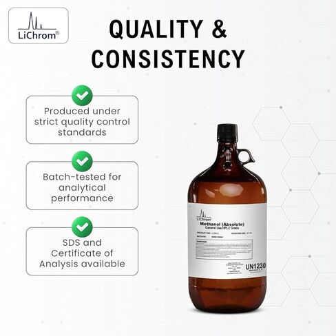 Methanol Absolute HPLC Grade, 4L from LiChrom – High Purity Laboratory Solvent for Chromatography, Analytical Testing & Research Applications | Ground Shipping Only in Saudi Arabia