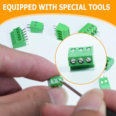 40pcs 2.54mm 0.1" Pitch PCB Mount Screw Terminal Block Connector, 2P 3P 4P 5P Terminals Blocks 150V 6A for 26-18AWG Cable, tinned Brass Circuit-Board Mount Screw terminals, Mount Wire Terminal in Saudi Arabia