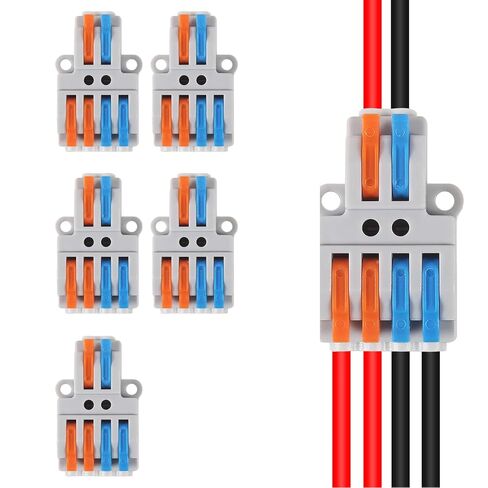 5Pcs 2 in 4 Out Insulated TerminalQuick Connect Electrical Splicing Wire Connectors Kit Lever Wire Connectors Compact Butt Splice Inline Terminals AWG 28-12 for Home Terminal Block Connector in Saudi Arabia