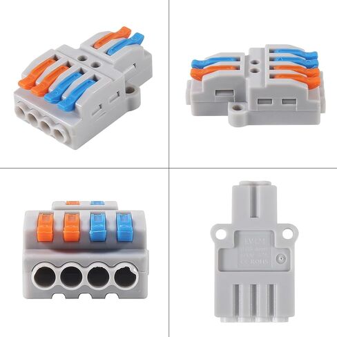 5Pcs 2 in 4 Out Insulated TerminalQuick Connect Electrical Splicing Wire Connectors Kit Lever Wire Connectors Compact Butt Splice Inline Terminals AWG 28-12 for Home Terminal Block Connector in Saudi Arabia