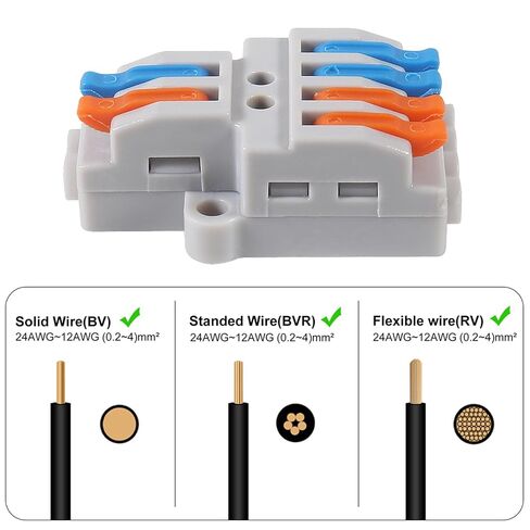 5Pcs 2 in 4 Out Insulated TerminalQuick Connect Electrical Splicing Wire Connectors Kit Lever Wire Connectors Compact Butt Splice Inline Terminals AWG 28-12 for Home Terminal Block Connector in Saudi Arabia