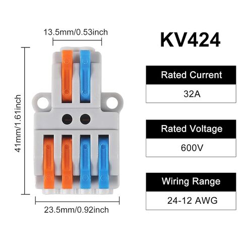 5Pcs 2 in 4 Out Insulated TerminalQuick Connect Electrical Splicing Wire Connectors Kit Lever Wire Connectors Compact Butt Splice Inline Terminals AWG 28-12 for Home Terminal Block Connector in Saudi Arabia
