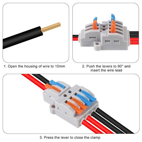 5Pcs 2 in 4 Out Insulated TerminalQuick Connect Electrical Splicing Wire Connectors Kit Lever Wire Connectors Compact Butt Splice Inline Terminals AWG 28-12 for Home Terminal Block Connector in Saudi Arabia