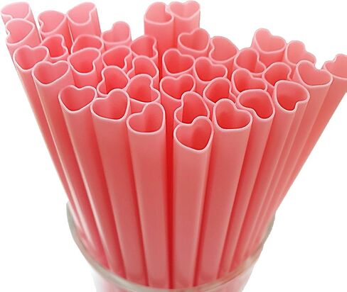 The best MOON 100pcs Heart Shaped Pink Straws Disposable Drinking Cute Straw Individually Wrapped Pink Plastic Straw Galentines Day, Cocktail, Birthday Party, Bridal Shower, Wedding Decorations in Saudi Arabia