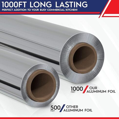 Ox Plastics Standard Premium Aluminum Foil | 12"x1000 Feet Long | Industrial Size and Strength | Commercial Grade & Length Foil Wrap for Food Service Industry and Home Use| Strong Silver (1 Pack) in Kuwait