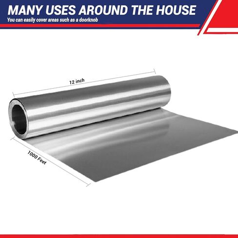 Ox Plastics Standard Premium Aluminum Foil | 12"x1000 Feet Long | Industrial Size and Strength | Commercial Grade & Length Foil Wrap for Food Service Industry and Home Use| Strong Silver (1 Pack) in Saudi Arabia