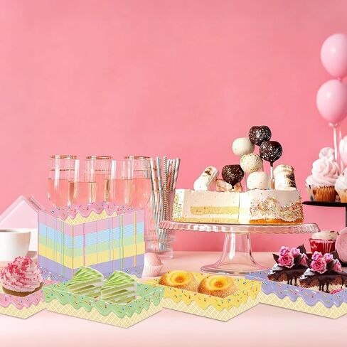 زينة حفلات الآيس كريم - 50 قطعة من القوارب الورقية التي تستخدم لمرة واحدة، صينية تقديم الطعام للأطفال والبنات، مستلزمات حفلات أعياد الميلاد والآيس كريم in Saudi Arabia