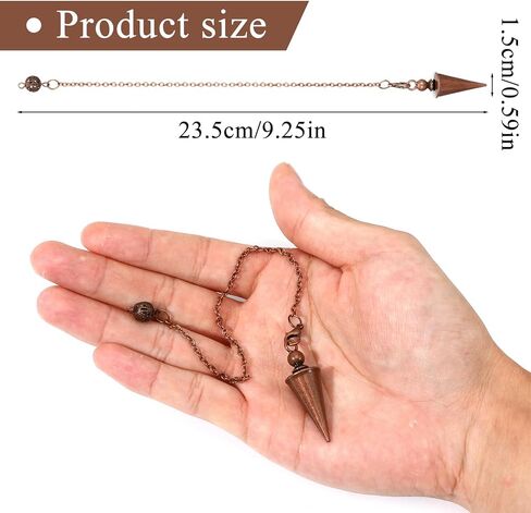 Sibba Divination Pendant Copper Pendulum Metal Dowsing Pendulum Divination Reiki Pendulums Chain Spiritual Point Pendulums Copper Pointed Pendant for Balance Meditation Scrying in Saudi Arabia