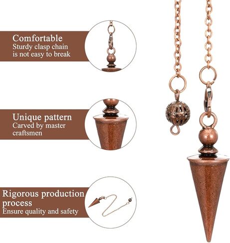 Sibba Divination Pendant Copper Pendulum Metal Dowsing Pendulum Divination Reiki Pendulums Chain Spiritual Point Pendulums Copper Pointed Pendant for Balance Meditation Scrying in Saudi Arabia