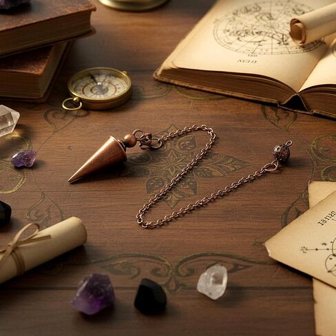 Sibba Divination Pendant Copper Pendulum Metal Dowsing Pendulum Divination Reiki Pendulums Chain Spiritual Point Pendulums Copper Pointed Pendant for Balance Meditation Scrying in Saudi Arabia