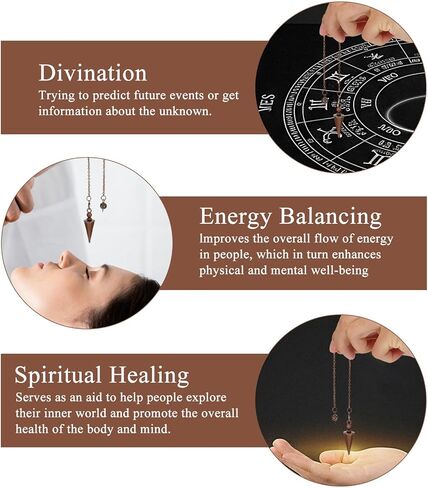Sibba Divination Pendant Copper Pendulum Metal Dowsing Pendulum Divination Reiki Pendulums Chain Spiritual Point Pendulums Copper Pointed Pendant for Balance Meditation Scrying in Saudi Arabia