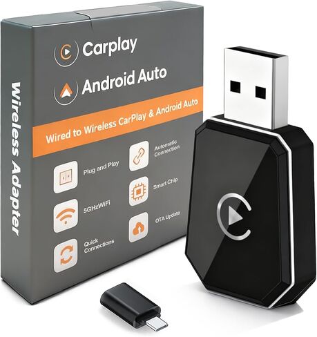 محول CarPlay اللاسلكي ، و Carplay Adapter Adapter Android ، والتوصيل والتشغيل تحويل Wired إلى Wireless يدعم السيارة التحكم الأصلي للسيارة in Kuwait