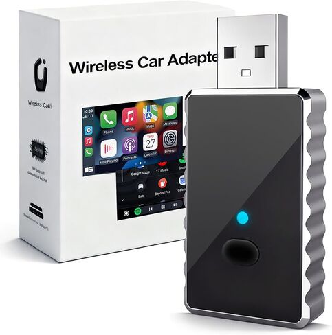 Wireless Carplay Adapter, Android Auto Adapter Carplay, Plug and Play Convert Wired to Wireless Supports Car Original Control in Kuwait