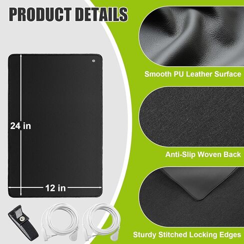 حصيرة أرضية متصلة بالأرض مقاس 12 بوصة × 24 بوصة لأجهزة الكمبيوتر المحمول المكتبية مع سوار وأسلاك in Kuwait