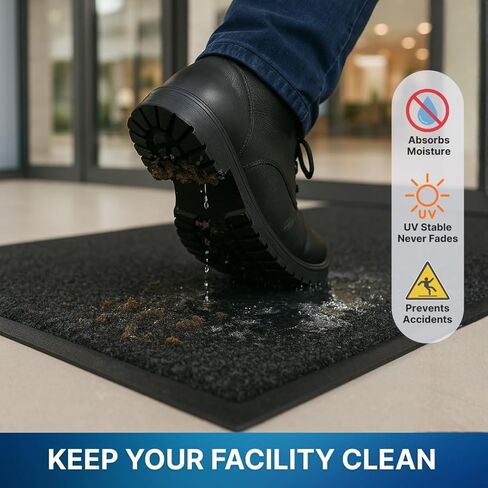Consolidated Plastics Ultimate Mat - Made in USA, Commercial Grade Business Entrance Mats for High-Traffic Areas, Non-Slip Rubber Back (45" x 69", Black) in Saudi Arabia
