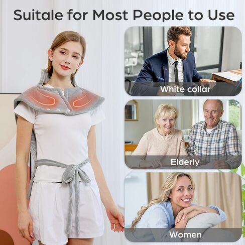 وسادة تسخين كهربائية لتخفيف آلام الرقبة والأكتاف الخلفية، 6 مستويات للحرارة/إيقاف تلقائي، وسادات تسخين كهربائية كبيرة مقاس 60.96 سم × 91.44 سم، هدايا للنساء والرجال والأم والأب المسنين، رمادي in Kuwait