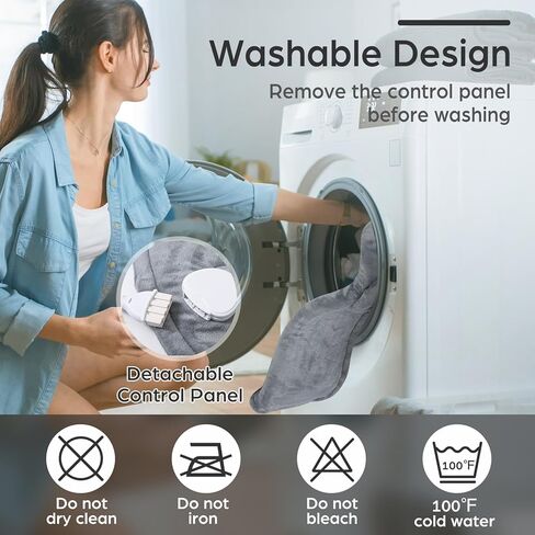 وسادة تسخين كهربائية لتخفيف آلام الرقبة والأكتاف الخلفية، 6 مستويات للحرارة/إيقاف تلقائي، وسادات تسخين كهربائية كبيرة مقاس 60.96 سم × 91.44 سم، هدايا للنساء والرجال والأم والأب المسنين، رمادي in Kuwait