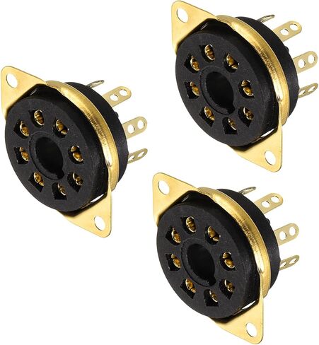 MECCANIXITY 8 pins PCB Tube Socket Ceramics, Vacuum Tube Protect Tube Pin Socket, Black Plated Suitable for 12AX7, 12AU7 Tube Pack of 3，GZS8-B1-G in Saudi Arabia