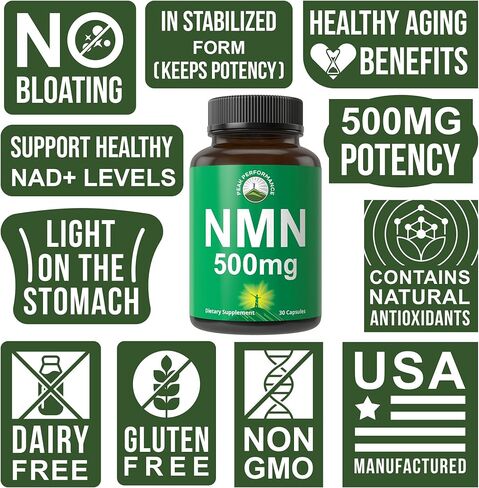 NMN Supplement Ultra High Strength Stabilized Nicotinamide Mononucleotide 500mg Per Capsule. 2 Capsules = 1,000mg of NMN. Boost NAD Levels. Healthy Aging NAD+ Supplements for Men and Women in Saudi Arabia