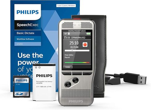 Philips PocketMemo DPM6000 Digital Voice Recorder مع اشتراك Pleintexec الأساسي لمدة عامين in Saudi Arabia
