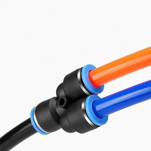 طقم تركيبات خرطوم الهواء 50 قطعة - 1/4 بوصة دفع OD لتوصيل التركيبات الهوائية، 20 مستقيمًا + 15 مرفقًا + 6 تي + 6 فواصل + 3 اتحاد مخفض in Kuwait