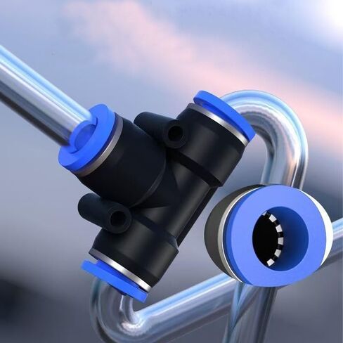 طقم تركيبات خرطوم الهواء 50 قطعة - 1/4 بوصة دفع OD لتوصيل التركيبات الهوائية، 20 مستقيمًا + 15 مرفقًا + 6 تي + 6 فواصل + 3 اتحاد مخفض in Kuwait