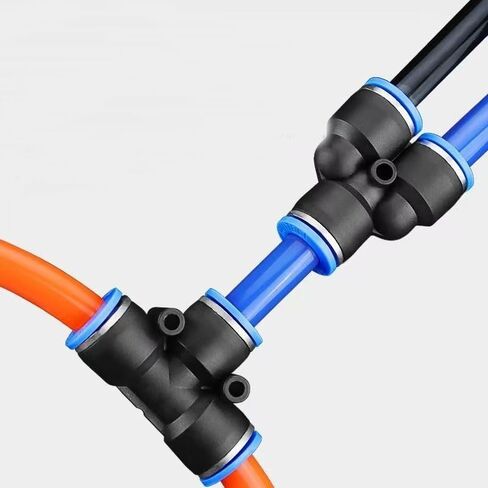 طقم تركيبات خرطوم الهواء 50 قطعة - 1/4 بوصة دفع OD لتوصيل التركيبات الهوائية، 20 مستقيمًا + 15 مرفقًا + 6 تي + 6 فواصل + 3 اتحاد مخفض in Kuwait