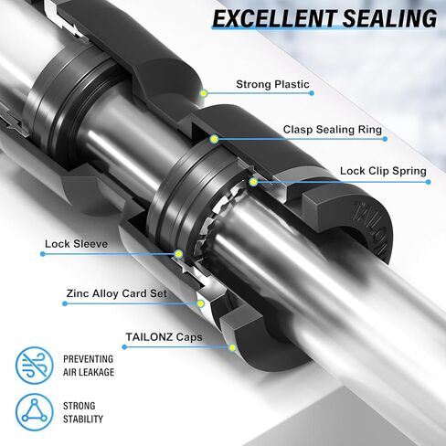 TAILONZ PNEUMATIC 1/4 "OD x 1/8" NPT Push to Connect Fittings طقم تركيبات هوائية 6 سبلات + 6 مرفقين + 6 تي + 6 مستقيم + 6 موصل Npt ذكر مستقيم + 6 موصل Npt ذكر الكوع (36 قطعة) in Saudi Arabia
