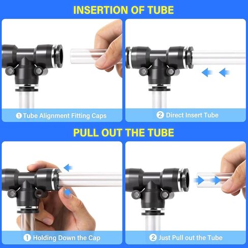 TAILONZ PNEUMATIC 1/4 "OD x 1/8" NPT Push to Connect Fittings طقم تركيبات هوائية 6 سبلات + 6 مرفقين + 6 تي + 6 مستقيم + 6 موصل Npt ذكر مستقيم + 6 موصل Npt ذكر الكوع (36 قطعة) in Saudi Arabia