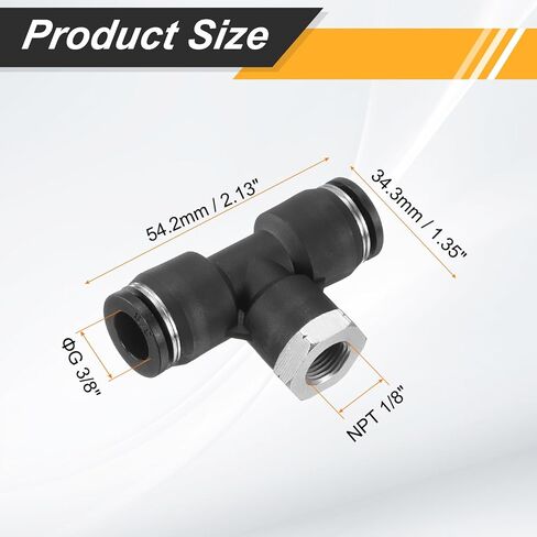 HARFINGTON 2 قطعة تركيب خط الهواء g 3/8 بوصة أنبوب OD x NPT 1/8 بوصة دفع الخيط لتوصيل فرع تي شيرت هوائي فرع تي دفع سريع لتوصيل خرطوم خط الهواء لأنابيب زيت الهواء المائي in Saudi Arabia