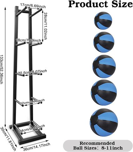 AQQHSAIN Medicine Ball Rack Adjustable Ball Tree 5-Layer Storage Exercise Holder for Strength Training in Kuwait