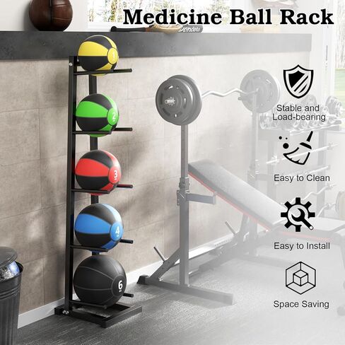 AQQHSAIN Medicine Ball Rack Adjustable Ball Tree 5-Layer Storage Exercise Holder for Strength Training in Kuwait