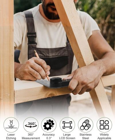 أداة تحديد الزوايا الرقمية، منقلة من الفولاذ المقاوم للصدأ 7 بوصة/200 مم، بطاريتان قياس زاوية أداة النجارة لبناء النجار والقياس بنفسك in Kuwait