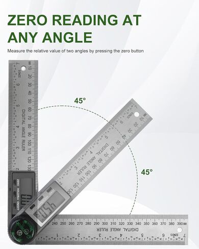 أداة تحديد الزوايا الرقمية، منقلة من الفولاذ المقاوم للصدأ 7 بوصة/200 مم، بطاريتان قياس زاوية أداة النجارة لبناء النجار والقياس بنفسك in Kuwait