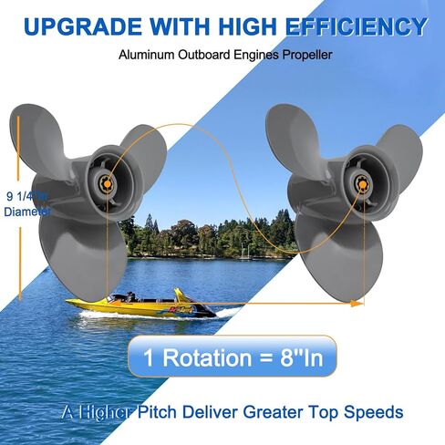 Outboard Boat Propeller 9 1/4X8 9 1/4X9 9 1/4X10 9 1/4X11 9 1/4X12 Fit Honda Engines BF8HP/9.9HP/15HP/20HP 8 Spline Tooth Aluminum Prop 3 Blades RH in Saudi Arabia