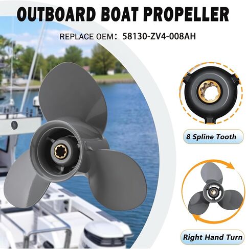 Outboard Boat Propeller 9 1/4X8 9 1/4X9 9 1/4X10 9 1/4X11 9 1/4X12 Fit Honda Engines BF8HP/9.9HP/15HP/20HP 8 Spline Tooth Aluminum Prop 3 Blades RH in Saudi Arabia