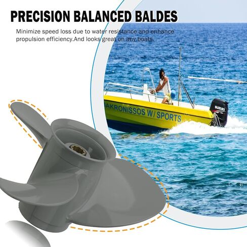 Outboard Boat Propeller 9 1/4X8 9 1/4X9 9 1/4X10 9 1/4X11 9 1/4X12 Fit Honda Engines BF8HP/9.9HP/15HP/20HP 8 Spline Tooth Aluminum Prop 3 Blades RH in Saudi Arabia