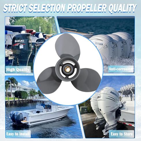 Outboard Boat Propeller 9 1/4X8 9 1/4X9 9 1/4X10 9 1/4X11 9 1/4X12 Fit Honda Engines BF8HP/9.9HP/15HP/20HP 8 Spline Tooth Aluminum Prop 3 Blades RH in Saudi Arabia