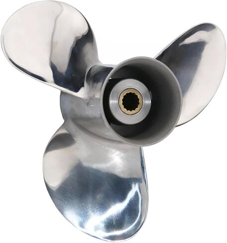 مروحة قارب خارجية من الفولاذ المقاوم للصدأ 9 1/4 × 10 لمحرك BRP Johnson Evinrude OMC Stern Drive 8-15HP، 13 سنًا، متوافقة مع Evinrude Evinrude 8HP 9.9HP 12HP 15HP, RH in Kuwait