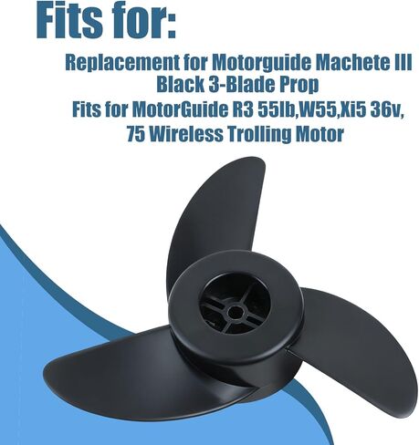 MGA089B 3.5 "مروحة محرك التصيد ثلاثية الشفرات تناسب MotorGuide R3 55lb، W55، Xi5 36v، 75 استبدال محرك التصيد اللاسلكي لدليل Motorguide III Black 3-Blade Prop in Saudi Arabia