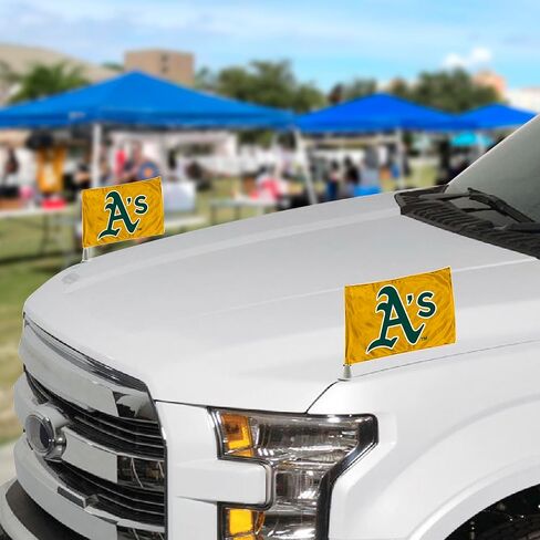 FANMATS 61849 Oakland Athletics Ambassador Car Flags - 2 Pack Mini Auto Flags, 4in X 6in, Perfect for Hood or Trunk in Saudi Arabia