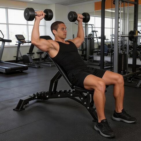 EVERYMATE Adjustable Weight Bench, 1200LB Heavy-Duty Capacity Workout Bench with 50mm x70mm Thickened Steel Frame, Adjustment Incline Bench for Home, Gym & Professional Competition,2.1" Thickened Pad, Dual-Track Silent Wheels in Kuwait