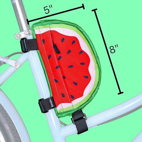 وجبة خفيفة! حقيبة دراجة البطيخ - إطار دراجة وردي وحقيبة مقود مع أشرطة قابلة للتعديل - تخزين صغير للدراجات الإلكترونية والدراجات والمزيد - ملحق ممتع لراكبي الدراجات in Kuwait